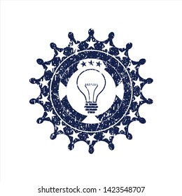 Blue idea icon inside distressed rubber texture