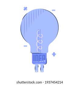 Blue idea lamp yellow creativity thinking icon- Vector