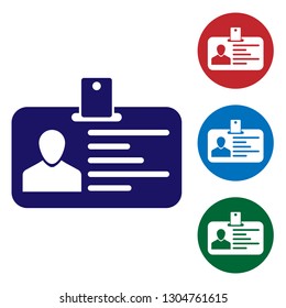 Blue Identification badge icon isolated on white background. Identification card. It can be used for presentation, identity of the company, advertising and etc. Vector Illustration