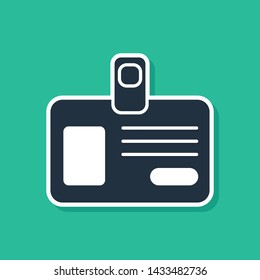 Blue Identification badge icon isolated on green background. It can be used for presentation, identity of the company, advertising.  Vector Illustration