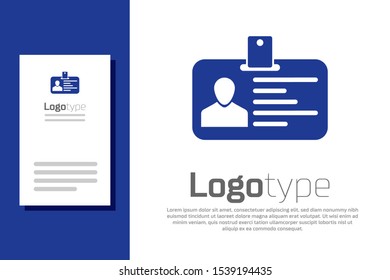 Blue Identification badge icon isolated on white background. It can be used for presentation, identity of the company, advertising. Logo design template element. Vector Illustration
