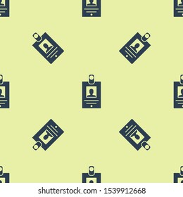 Blue Identification badge icon isolated seamless pattern on yellow background. It can be used for presentation, identity of the company, advertising.  Vector Illustration