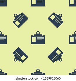 Blue Identification badge icon isolated seamless pattern on yellow background. It can be used for presentation, identity of the company, advertising.  Vector Illustration