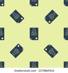 Blue Identification badge icon isolated seamless pattern on yellow background. It can be used for presentation, identity of the company, advertising.  Vector Illustration