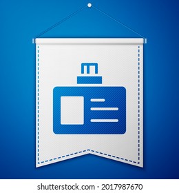 Icono de identificación azul aislado en fondo azul. Se puede usar para presentación, identidad de la empresa, publicidad. Plantilla de inclinación blanca. Vector
