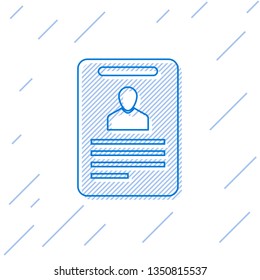 Blue Identification badge line icon isolated on white background. It can be used for presentation, identity of the company, advertising. Vector Illustration