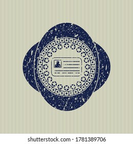 Blue identification card icon inside grunge style stamp. 