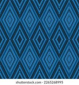 Blue ikat ethnic geometric Seamless pattern design for background. bohemian art ornament print.Design for carpet, wallpaper, clothing, wrapping, fabric, cover, textile
