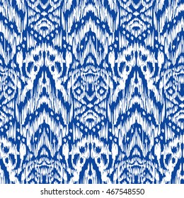 Blue Ikat Ogee Seamless Background Pattern