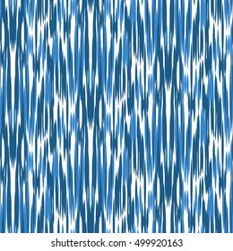 Blue Ikat Ogee Seamless Background Pattern. Abstract background for textile design, wallpaper, surface textures