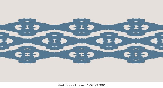 Cuello azul sin fisuras vectorial étnico sin fisuras para tela, papel pintado, envoltura de regalo, proyectos de scrapbooking o fondos. Ilustración vectorial.
