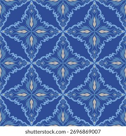 Blue Ikat style fabric pattern Digital Painting