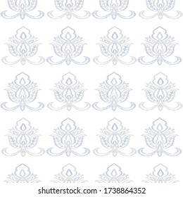 Blue Ikat Vintage Vector Seamless Pattern. Indian Motif Pattern. Art Background. Indigo Flower Lace Design.