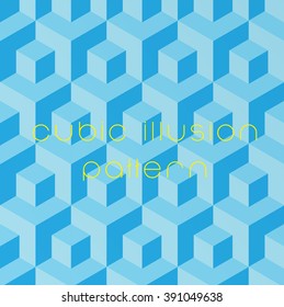 Blue Illusion Cubic Seamless Pattern