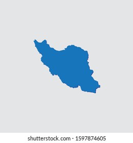 Blue Illustrated Country Shape with Shadow of Iran