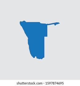Blue Illustrated Country Shape with Shadow of Namibia