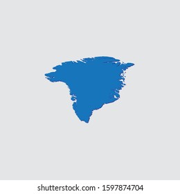 Blue Illustrated Country Shape with Shadow of Greenland
