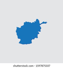 Blue Illustrated Country Shape with Shadow of Afghanistan