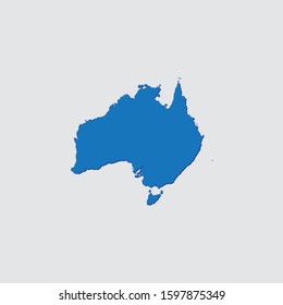 Blue Illustrated Country Shape with Shadow of Australia