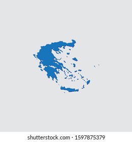 Blue Illustrated Country Shape with Shadow of Greece