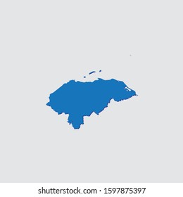 Blue Illustrated Country Shape with Shadow of Honduras
