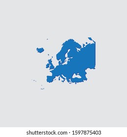 Blue Illustrated Country Shape with Shadow of Europe