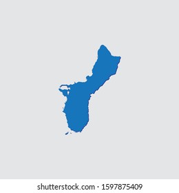 Blue Illustrated Country Shape with Shadow of Guam