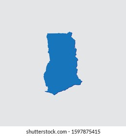 Blue Illustrated Country Shape with Shadow of Ghana