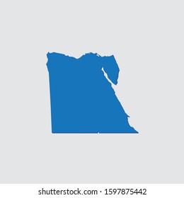 Blue Illustrated Country Shape with Shadow of Egypt
