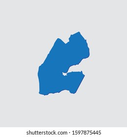Blue Illustrated Country Shape with Shadow of Djibouti