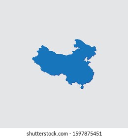Blue Illustrated Country Shape with Shadow of China