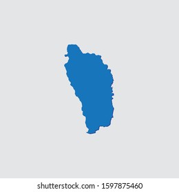Blue Illustrated Country Shape with Shadow of Dominica