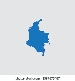 Blue Illustrated Country Shape with Shadow of Colombia