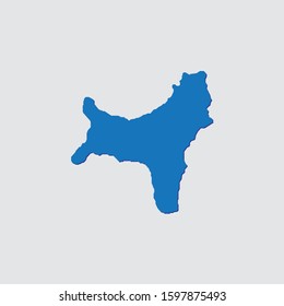 Blue Illustrated Country Shape with Shadow of Christmas Island