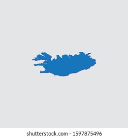 Blue Illustrated Country Shape with Shadow of Canada