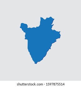 Blue Illustrated Country Shape with Shadow of Burundi
