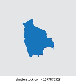 Blue Illustrated Country Shape with Shadow of Bolivia