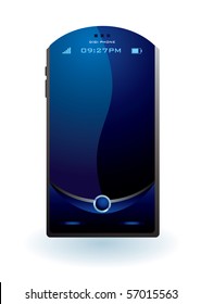 Blue illustrated mobile phone concept with blank screen - Original design