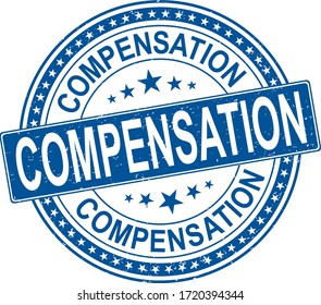 blue Illustration of compensation text buffered on white background
