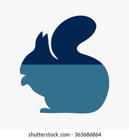 Blue illustration with squirrels isolated 