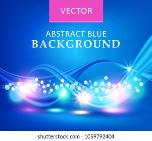 Ilustração em azul. Fundo abstrato do vetor com ondas. Modelo para cartão, capa, folhetos, brochuras. Elemento de design, publicidade, promoção 