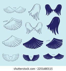 Blue Illustration Wings With Comic Style 