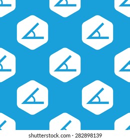 Blue image of angle in white hexagon, repeated on blue