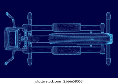 Blue image of a bicycle with a blue seat. The seat is positioned in the middle of the bike