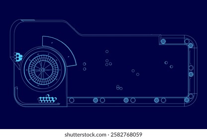 A blue image of a casino table with a blue background.