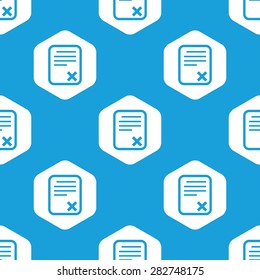 Blue image of document with cross in white hexagon, repeated on blue