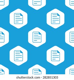 Blue image of document page in white hexagon, repeated on blue