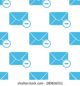 Blue image of envelope with minus, repeated on white background