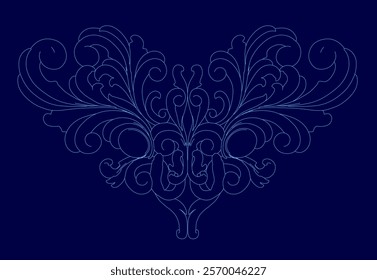 Blue image of a heart with a blue background. The heart is very detailed and has a lot of curves