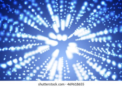 Blue image with highlights. Traffic light. The flow of light.